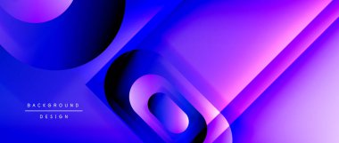 Çizgiler ve modern formlarla vektör geometrik arkaplan. Soyut yuvarlak şekiller, gölge ve ışık efektleri ile akışkan eğimli