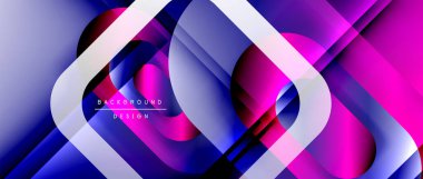 Çizgiler ve modern formlarla vektör geometrik arkaplan. Soyut yuvarlak şekiller, gölge ve ışık efektleri ile akışkan eğimli