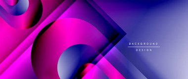 Çizgiler ve modern formlarla vektör geometrik arkaplan. Soyut yuvarlak şekiller, gölge ve ışık efektleri ile akışkan eğimli