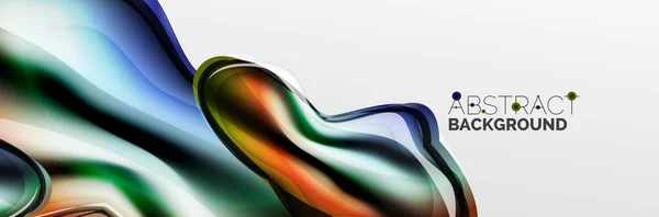 Vektor elvont háttér, áramló folyadék stílusú buborék fémes, színes gyorsezüst króm textúra és színes ragyogás hatások — Stock Vector