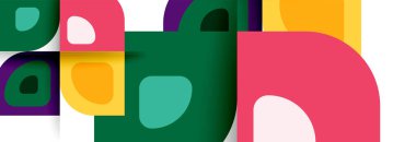 Soyut yuvarlak şekiller ve gölge efektleri tekrarlanan vektör modern geometrik arkaplan kümesi