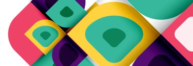 Soyut yuvarlak şekiller ve gölge efektleri tekrarlanan vektör modern geometrik arkaplan kümesi