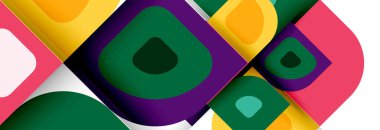 Soyut yuvarlak şekiller ve gölge efektleri tekrarlanan vektör modern geometrik arkaplan kümesi