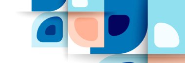 Soyut yuvarlak şekiller ve gölge efektleri tekrarlanan vektör modern geometrik arkaplan kümesi