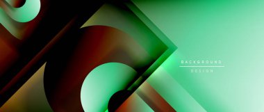 Çizgiler ve modern formlarla vektör geometrik arkaplan. Soyut yuvarlak şekiller, gölge ve ışık efektleri ile akışkan eğimli