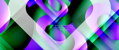 Çizgiler ve modern formlarla vektör geometrik arkaplan. Soyut yuvarlak şekiller, gölge ve ışık efektleri ile akışkan eğimli