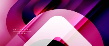 Çizgiler ve modern formlarla vektör geometrik arkaplan. Soyut yuvarlak şekiller, gölge ve ışık efektleri ile akışkan eğimli