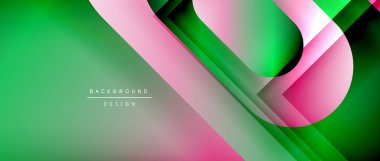 Çizgiler ve modern formlarla vektör geometrik arkaplan. Soyut yuvarlak şekiller, gölge ve ışık efektleri ile akışkan eğimli