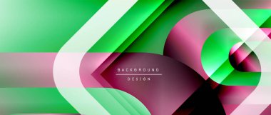 Çizgiler ve modern formlarla vektör geometrik arkaplan. Soyut yuvarlak şekiller, gölge ve ışık efektleri ile akışkan eğimli