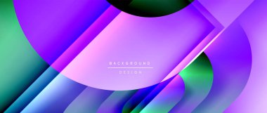 Çizgiler ve modern formlarla vektör geometrik arkaplan. Soyut yuvarlak şekiller, gölge ve ışık efektleri ile akışkan eğimli