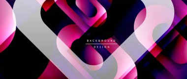 Çizgiler ve modern formlarla vektör geometrik arkaplan. Soyut yuvarlak şekiller, gölge ve ışık efektleri ile akışkan eğimli