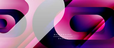 Çizgiler ve modern formlarla vektör geometrik arkaplan. Soyut yuvarlak şekiller, gölge ve ışık efektleri ile akışkan eğimli