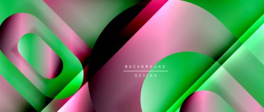 Çizgiler ve modern formlarla vektör geometrik arkaplan. Soyut yuvarlak şekiller, gölge ve ışık efektleri ile akışkan eğimli