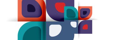 Soyut yuvarlak şekiller ve gölge efektleri tekrarlanan vektör modern geometrik arkaplan kümesi