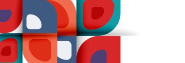 Soyut yuvarlak şekiller ve gölge efektleri tekrarlanan vektör modern geometrik arkaplan kümesi