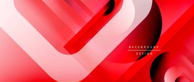 Çizgiler ve modern formlarla vektör geometrik arkaplan. Soyut yuvarlak şekiller, gölge ve ışık efektleri ile akışkan eğimli