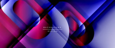 Çizgiler ve modern formlarla vektör geometrik arkaplan. Soyut yuvarlak şekiller, gölge ve ışık efektleri ile akışkan eğimli