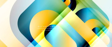 Çizgiler ve modern formlarla vektör geometrik arkaplan. Soyut yuvarlak şekiller, gölge ve ışık efektleri ile akışkan eğimli