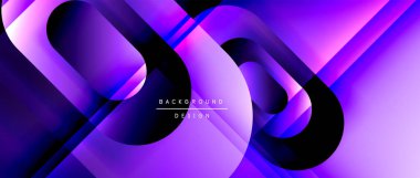 Çizgiler ve modern formlarla vektör geometrik arkaplan. Soyut yuvarlak şekiller, gölge ve ışık efektleri ile akışkan eğimli