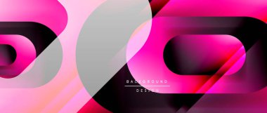 Çizgiler ve modern formlarla vektör geometrik arkaplan. Soyut yuvarlak şekiller, gölge ve ışık efektleri ile akışkan eğimli