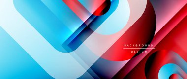 Çizgiler ve modern formlarla vektör geometrik arkaplan. Soyut yuvarlak şekiller, gölge ve ışık efektleri ile akışkan eğimli