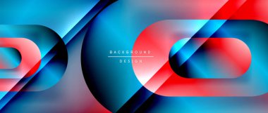 Çizgiler ve modern formlarla vektör geometrik arkaplan. Soyut yuvarlak şekiller, gölge ve ışık efektleri ile akışkan eğimli