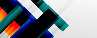 Gölge çizgileri, modern formlar, dikdörtgenler, kareler ve akışkan eğimlere sahip geometrik soyut arkaplanlar. Parlak renkli çizgiler serin arkaplanlar