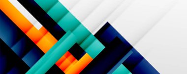 Gölge çizgileri, modern formlar, dikdörtgenler, kareler ve akışkan eğimlere sahip geometrik soyut arkaplanlar. Parlak renkli çizgiler serin arkaplanlar