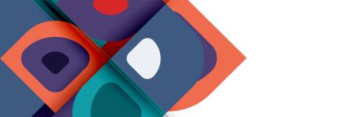 Soyut yuvarlak şekiller ve gölge efektleri tekrarlanan vektör modern geometrik arkaplan kümesi