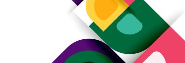 Soyut yuvarlak şekiller ve gölge efektleri tekrarlanan vektör modern geometrik arkaplan kümesi