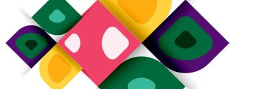 Soyut yuvarlak şekiller ve gölge efektleri tekrarlanan vektör modern geometrik arkaplan kümesi