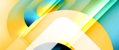 Çizgiler ve modern formlarla vektör geometrik arkaplan. Soyut yuvarlak şekiller, gölge ve ışık efektleri ile akışkan eğimli