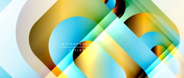 Çizgiler ve modern formlarla vektör geometrik arkaplan. Soyut yuvarlak şekiller, gölge ve ışık efektleri ile akışkan eğimli