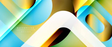 Çizgiler ve modern formlarla vektör geometrik arkaplan. Soyut yuvarlak şekiller, gölge ve ışık efektleri ile akışkan eğimli