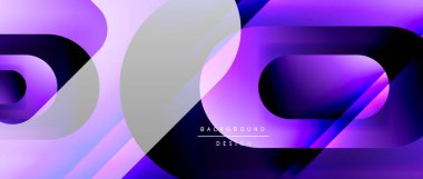 Çizgiler ve modern formlarla vektör geometrik arkaplan. Soyut yuvarlak şekiller, gölge ve ışık efektleri ile akışkan eğimli