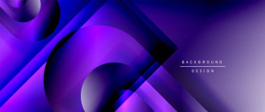 Çizgiler ve modern formlarla vektör geometrik arkaplan. Soyut yuvarlak şekiller, gölge ve ışık efektleri ile akışkan eğimli