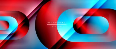 Çizgiler ve modern formlarla vektör geometrik arkaplan. Soyut yuvarlak şekiller, gölge ve ışık efektleri ile akışkan eğimli