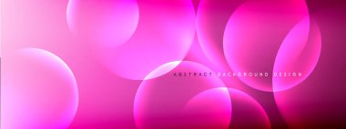 Vektör soyut arka plan sıvı baloncuk daireleri, gölgeler ve ışık efektleri ile sıvı gradyan. Metin için parlak tasarım şablonları