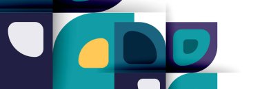 Soyut yuvarlak şekiller ve gölge efektleri tekrarlanan vektör modern geometrik arkaplan kümesi