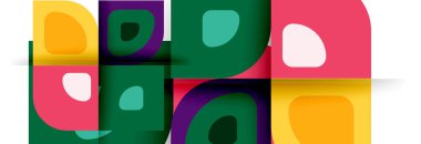 Soyut yuvarlak şekiller ve gölge efektleri tekrarlanan vektör modern geometrik arkaplan kümesi