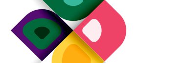 Soyut yuvarlak şekiller ve gölge efektleri tekrarlanan vektör modern geometrik arkaplan kümesi