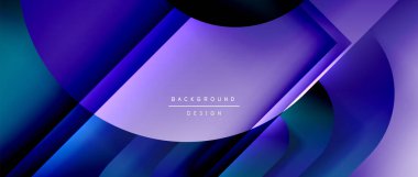 Çizgiler ve modern formlarla vektör geometrik arkaplan. Soyut yuvarlak şekiller, gölge ve ışık efektleri ile akışkan eğimli