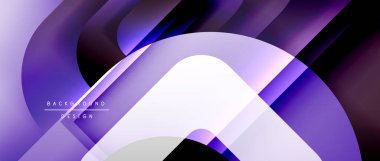 Çizgiler ve modern formlarla vektör geometrik arkaplan. Soyut yuvarlak şekiller, gölge ve ışık efektleri ile akışkan eğimli