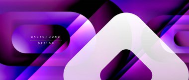 Çizgiler ve modern formlarla vektör geometrik arkaplan. Soyut yuvarlak şekiller, gölge ve ışık efektleri ile akışkan eğimli