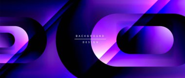 Çizgiler ve modern formlarla vektör geometrik arkaplan. Soyut yuvarlak şekiller, gölge ve ışık efektleri ile akışkan eğimli