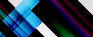 Gölge çizgileri, modern formlar, dikdörtgenler, kareler ve akışkan eğimlere sahip geometrik soyut arkaplanlar. Parlak renkli çizgiler serin arkaplanlar