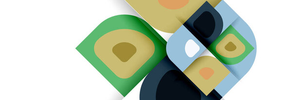 Set of vector modern geometric abstract backgrounds with repeating abstract round shapes patterns and shadow effects