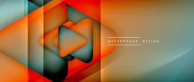 Üçgen geometrik soyut arkaplanı şekillendirir. Üç boyutlu gölge efektleri ve sıvı eğimleri. Metin mesajınız için modern üstüste bindirme formları duvar kağıdı