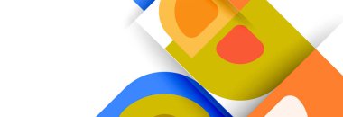 Soyut yuvarlak şekiller ve gölge efektleri tekrarlanan vektör modern geometrik arkaplan kümesi