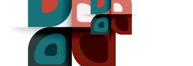 Soyut yuvarlak şekiller ve gölge efektleri tekrarlanan vektör modern geometrik arkaplan kümesi